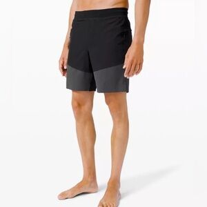 Lululemon Men’s “Namaste at the Beach Shorts” Black & Gray 8" Unlined Medium